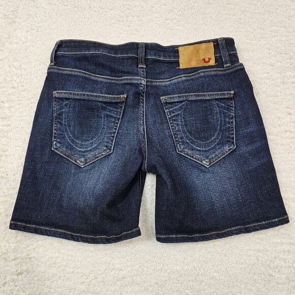 True Religion Jean Shorts Lauren Women’s 24 6" Inseam Blue Made In Italy Stretch - Picture 2 of 14